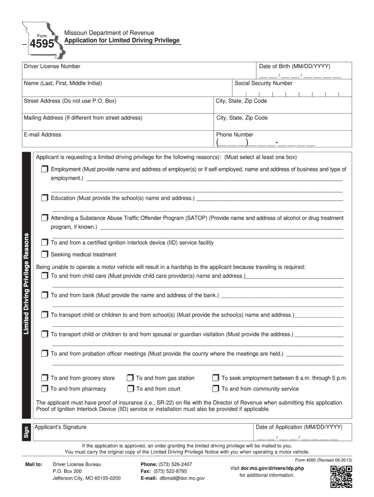 Missouri Petition For Reinstatement Of Driver S License Form